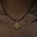 2023 Dazan Summer New 18k Pvd Gold Plated Stainless Steel Boho Hawaiian Beach Design Cross Pendant Leather Rope Necklace Women