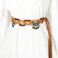 Ethnic Style Bohemian Waxed Rope Beaded Knitted Belts Wide Waist Seal Fashion Accessories for Women