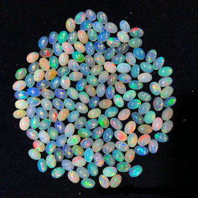 Shiny Loose Natural Opal Stone Crystal Round Brilliant Cut Color Play Fire 3-10mm 5g Jewelrytopia Cabochon