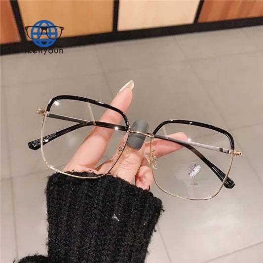 Teenyoun Eyewear Wholesale Men Women Luxury Optical Lenses Eyeglass Oversized Square Metal Frame Transport Eyeglasses Frames