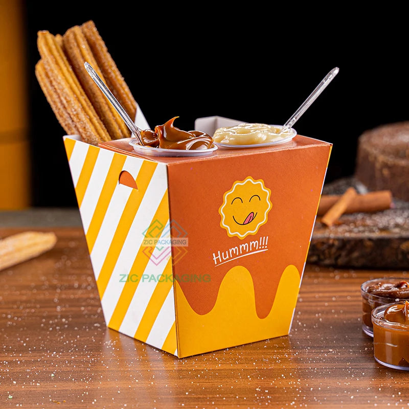 New Arrival Wholesale With Dip Sause Holes Pistola De Churro Boxes for Churros Packaging Box