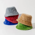 2025 Unisex Fashion Spring Summer Faux Fur Image Bucket Hat Solid Color 3D Embroidered Letter Pattern Sun Protection for Outdoor