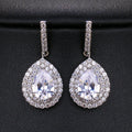 SLBRIDAL Prong Setting INS Style Copper Alloy Waterdrop Cubic Zircon Drop Earrings Bridal Wedding CZ Earring Jewelry Women Girls