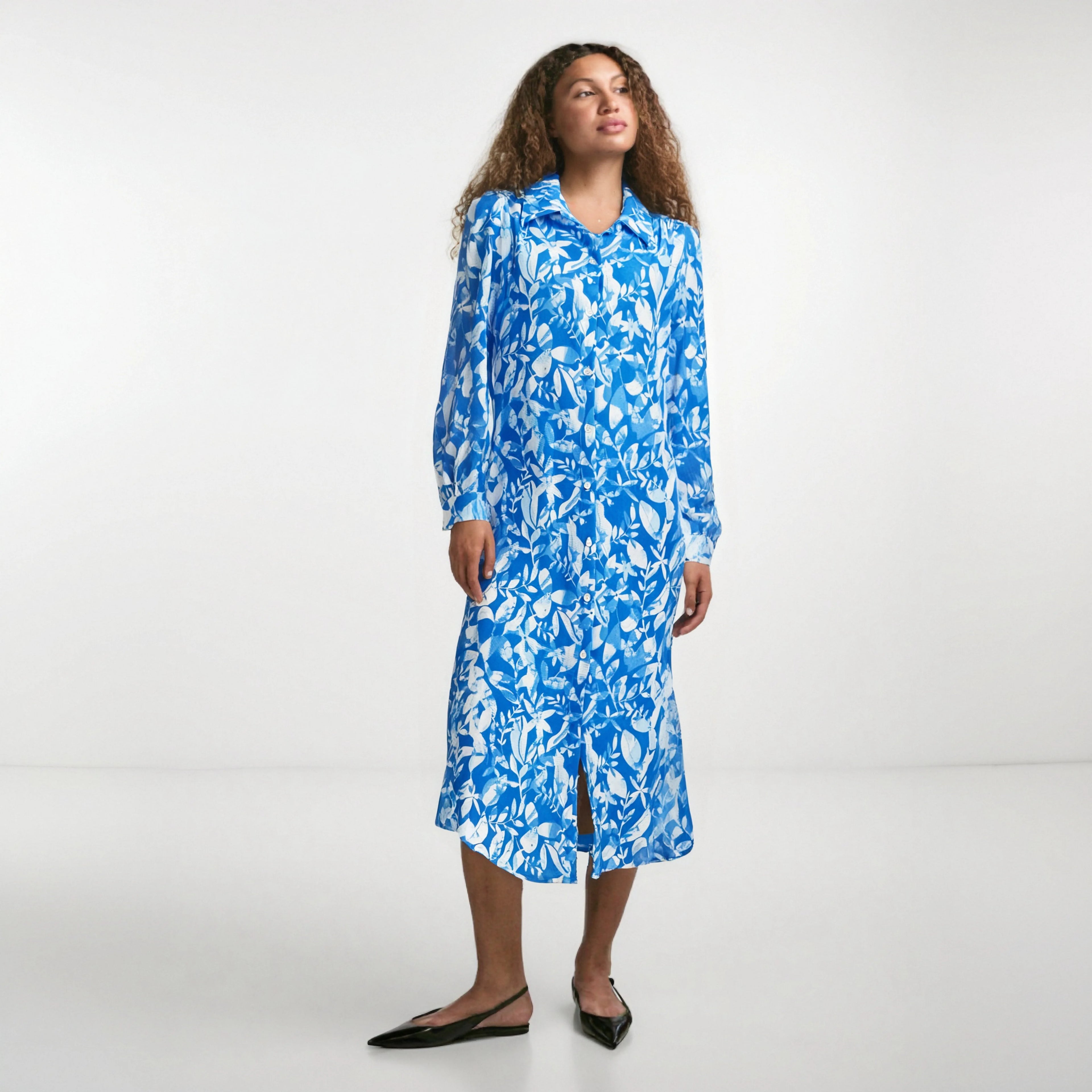 Beautiful Printing Dress Maxi Western Dress for Women Long Button Down Dress