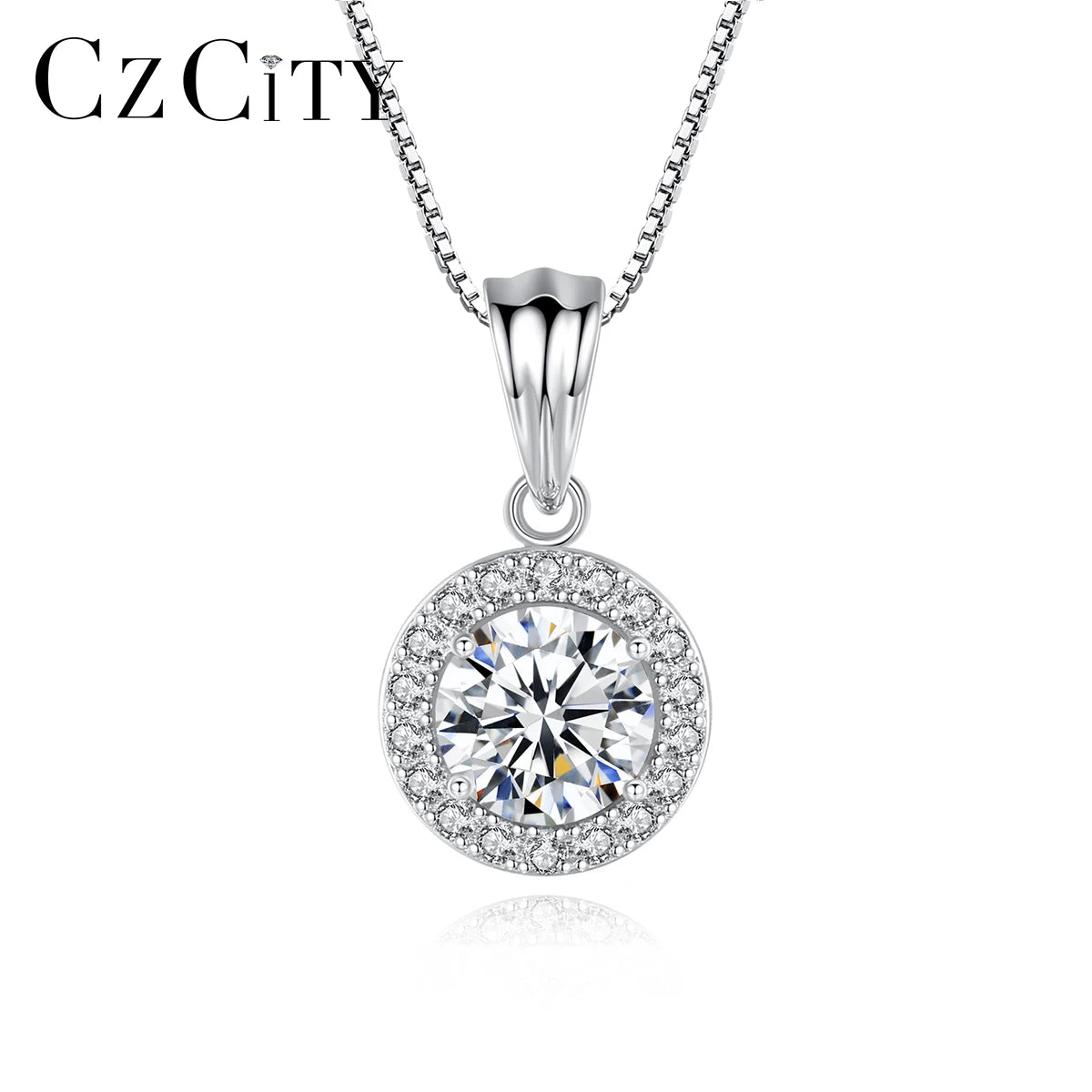 CZCITY Chain Necklace Woman VVS Diamond Jewelry Simple Dainty Charm Trendy Disc Custom Moissanite Pendant