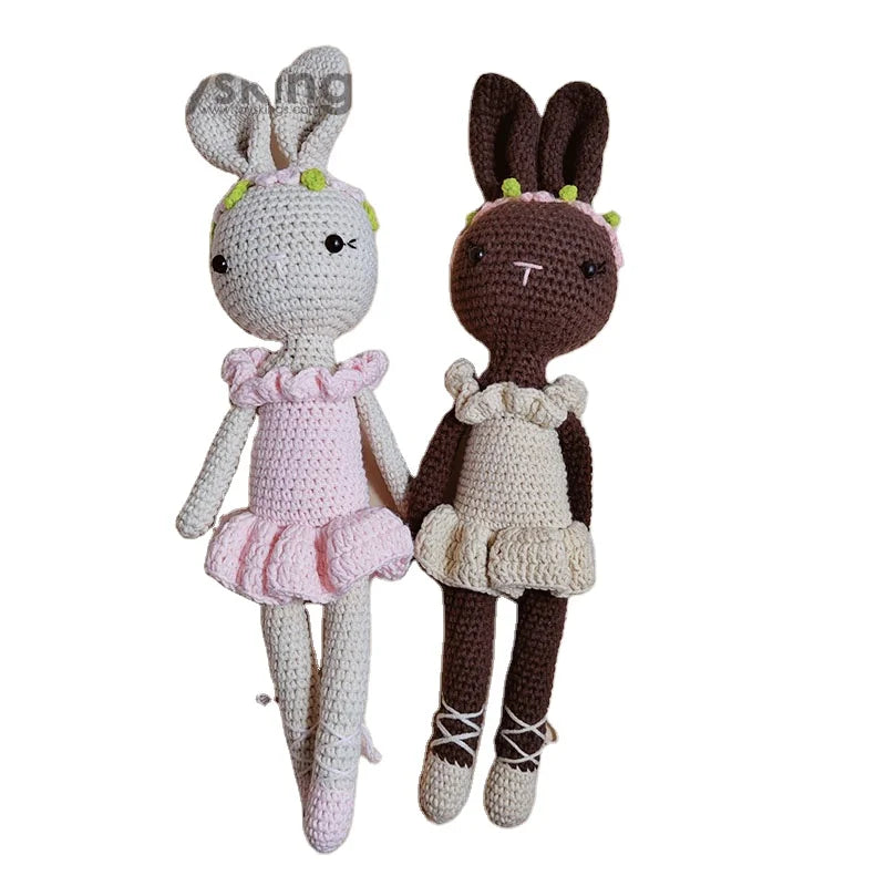 TK Ballerina Bunny Crochet Stuffed Animal Amigurumi Toy Handmade Crochet Bunny Girl Doll Gifts
