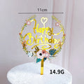 Custom Happy Birthday UV Printed Flower Acrylic Cake Topper for Personalised Cake Decorations