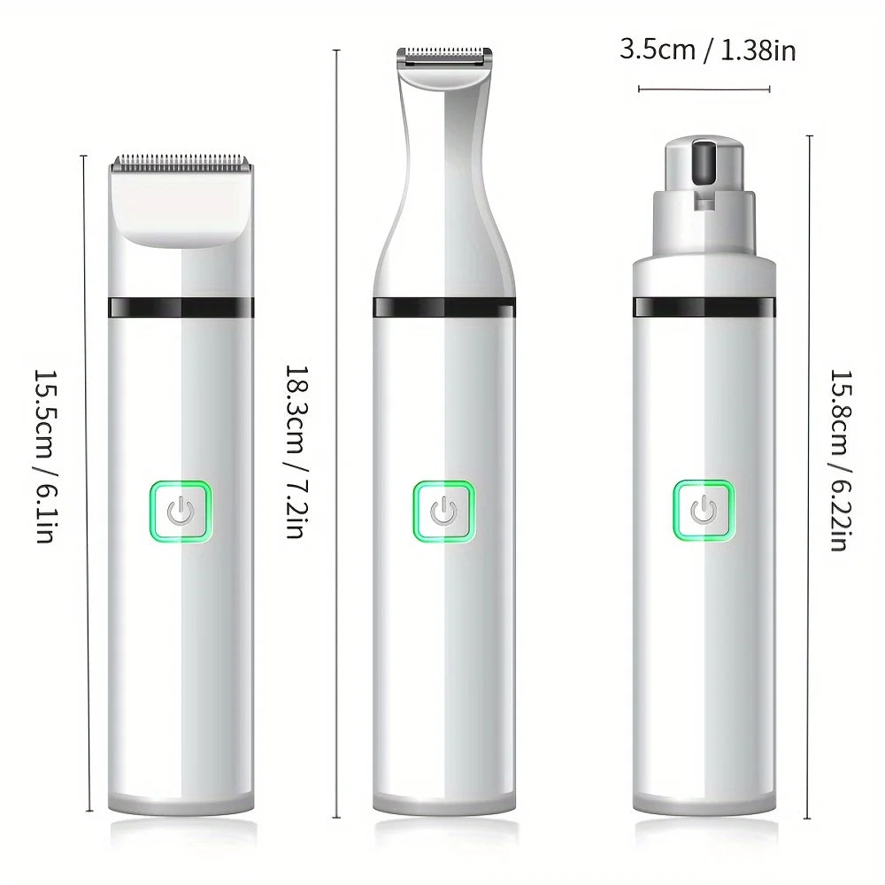 Portable USB Charging Electric Pet Grooming Set Custom Logo OEM Dog Nail Grinder Pet Hair Shaver Featuring Ceramic Blade Battery