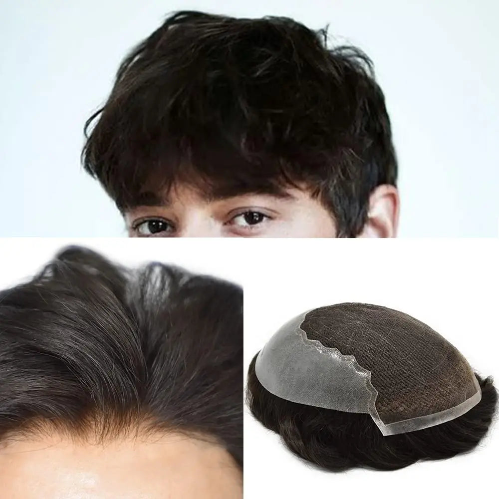 Ready-to-Ship Q6 System 6x8\" Men's Toupee Wholesale Factory Stock Indian Human Hair Replacement