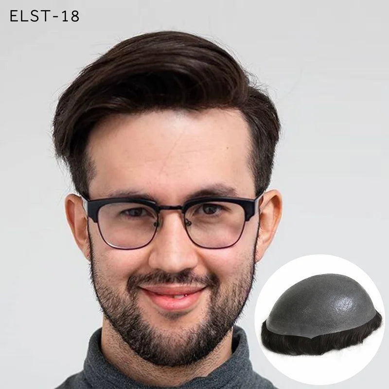 Elegant Hair Transparent Thin Skin Toupee Men Hair Pieces Full Thin Skin PU Undetectable Protesis Capilares Hombres