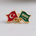 Wholesale Pin Flag Custom Metal Crossed Enamel Country National Gold Plated Double Turkey Saudi Arabia Flag Lapel Badge Pin