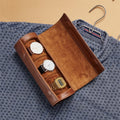 Custom Gifts Men 3-4 Watches Storage Box Jewelry Storage Tan Leather Travel Watch Case for Men