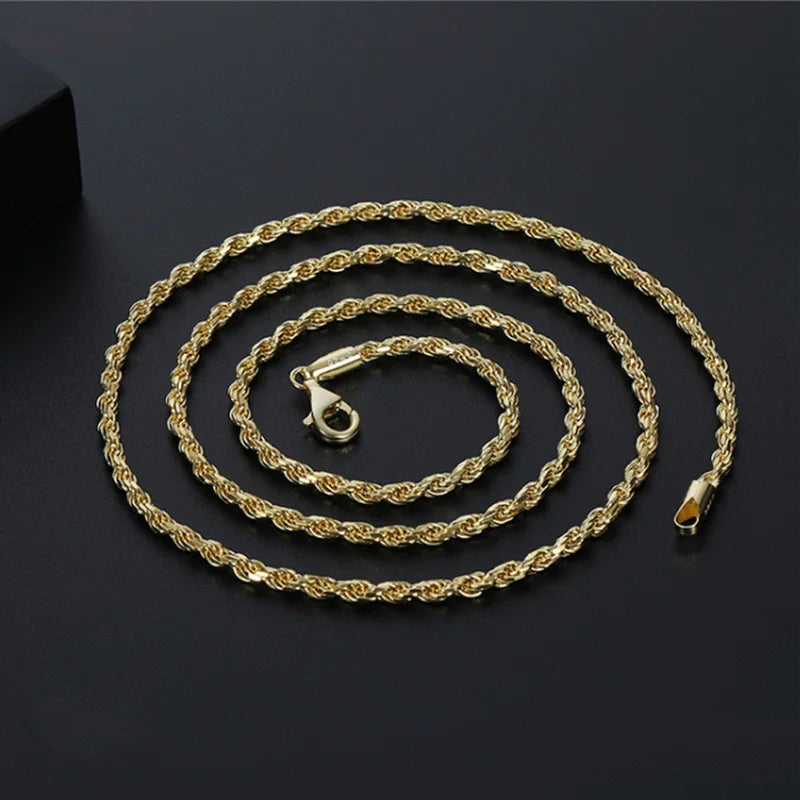 Men Style Hip Hop Chain 925 Sterling Silver Twist Rope Chain