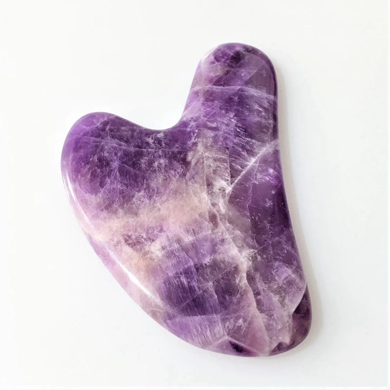 HZ OEM Factory Jade Roller Amethyst Heart Shape Guasha Set