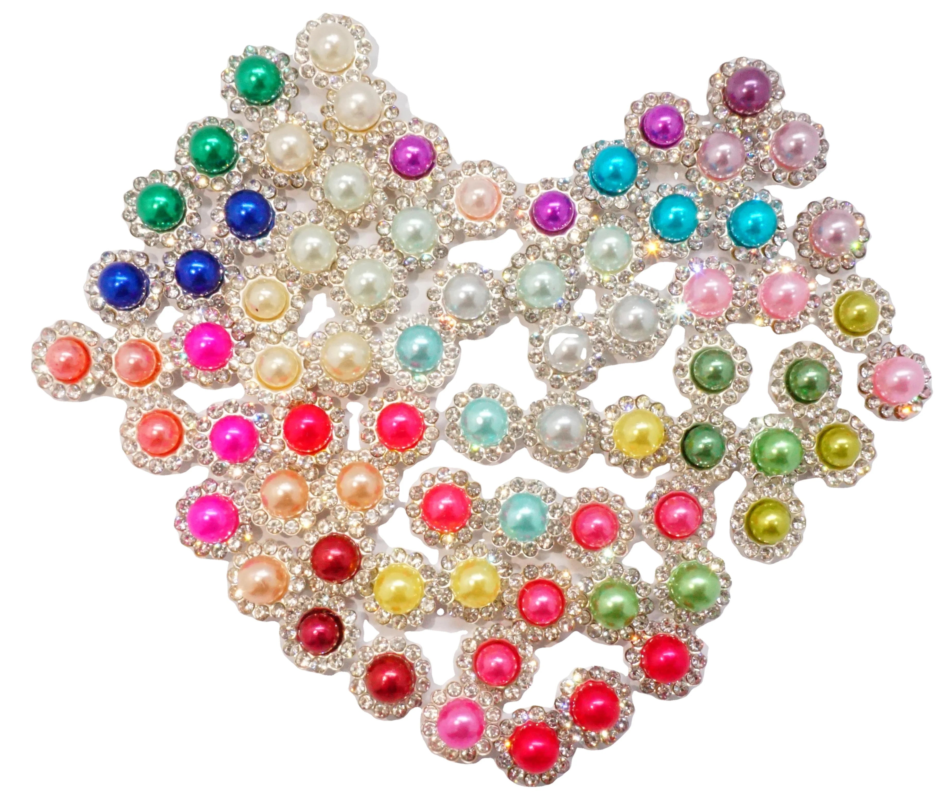 Factory Direct 10mm Pearl Flat Back Rhinestone Beads DIY Inlaid Loose Gold/Silver Durable Metal Gold/Silver Bottom Garment Beads
