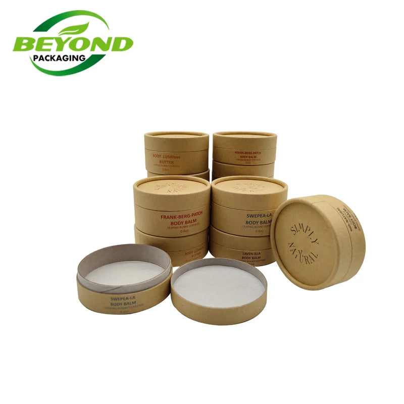 Biodegradable Cream Scrub Cardboard Container Round Cylinder Box for Cosmetic Body Balm Solid Perfume Directly Filling With Logo