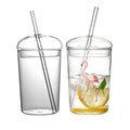 Wholesale Custom Logo Flamingo Reusable Smoothie 16oz 450ml Coffee Clear Glass Drinking Cup with Dome Lid and Glass Straw