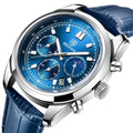 BENYAR New Sports Chronograph Men Quartz Wristwatch Stainless Steel Watch 30M Waterproof Leather Watches 5193M