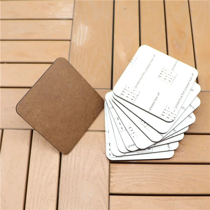 MDFSUB Eco-Friendly 3mm Thick MDF Coaster 90x90mm Customized Square Blank Sublimation Home Decor Table Pad Gift Modern Design