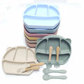 Quality Thickened Silicone Plate for Baby Infant Child Integrated Suction Cup Tableware Learning Eat Training Divided Feeding