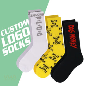 Custom Design Letter Socks Custom Mens Knit Cotton Socks Custom Logo Casual Crew Socks