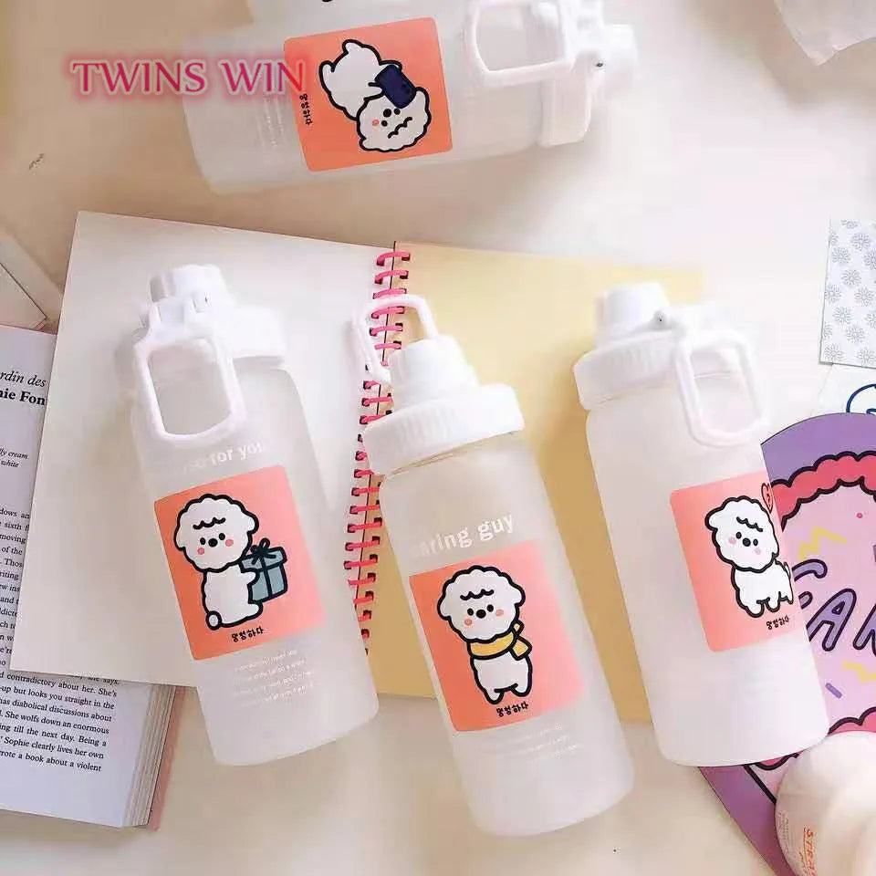 Simple Transparent Color Alpaca Glass Cup Reusable Water Bottles Insulated Cute Girls Like Cute Water Bottles CUP1473