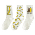 Wholesale Bear and Banana Bear Cross Border  Personality Socks  White Girl Cartoon and Funny Sports Socks for Girl