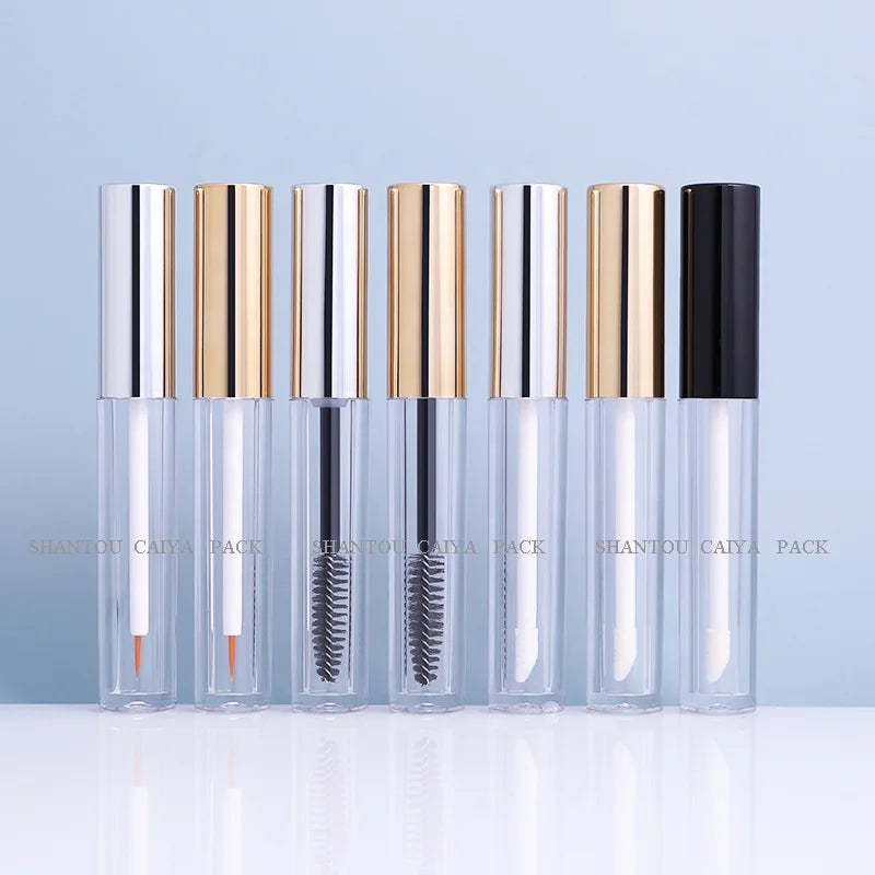 CAIYA 2.6ml Aluminum pink Blue Gold Empty Slim Round Eyeliner Lip Gloss Tube Customized Plastic Liquid Lipstick Makeup Packaging