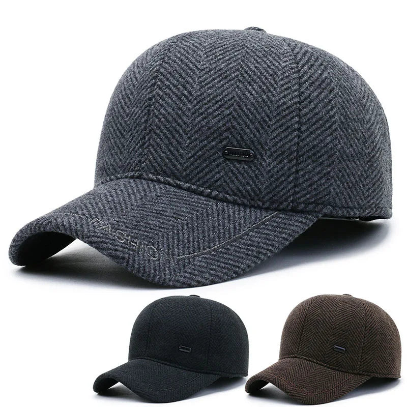 Hot Selling Autumn Winter Baseball Warm Hat Cheap Outdoor Sports Cap with Ear Protection for Old Men Fabric Feature Common