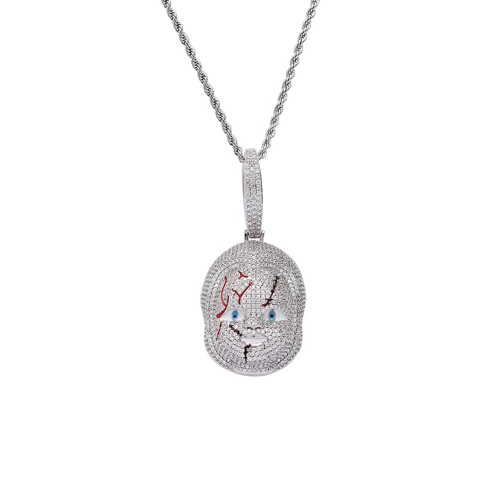 CN245  Brass Zircon Pendant Iced Out  Necklace Hip Hop Jewelry Bling Bling