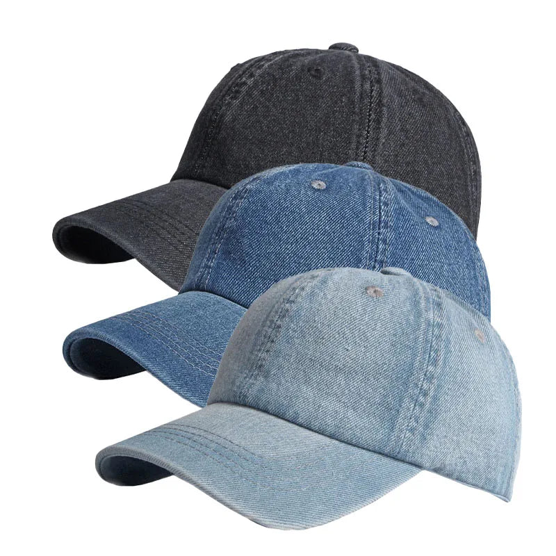 Wholesale Sewingman B0366Y Blank Unstructured Washed Denim Jeans Dad Hats Unisex