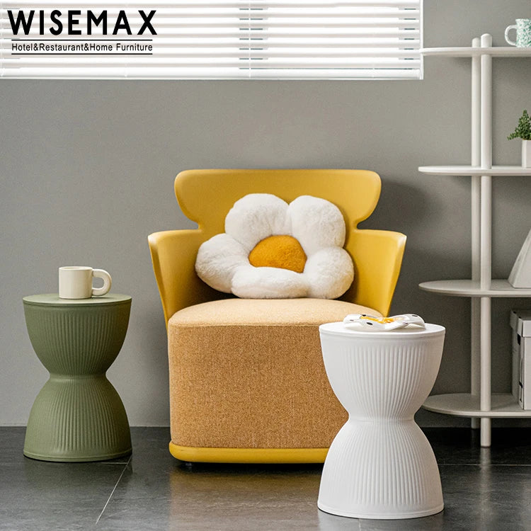 WISEMAX FURNITURE Nordic Living Room Furniture Conical Web Side Table Round PP Plastic Frame Coffee Table for Coffee Shop