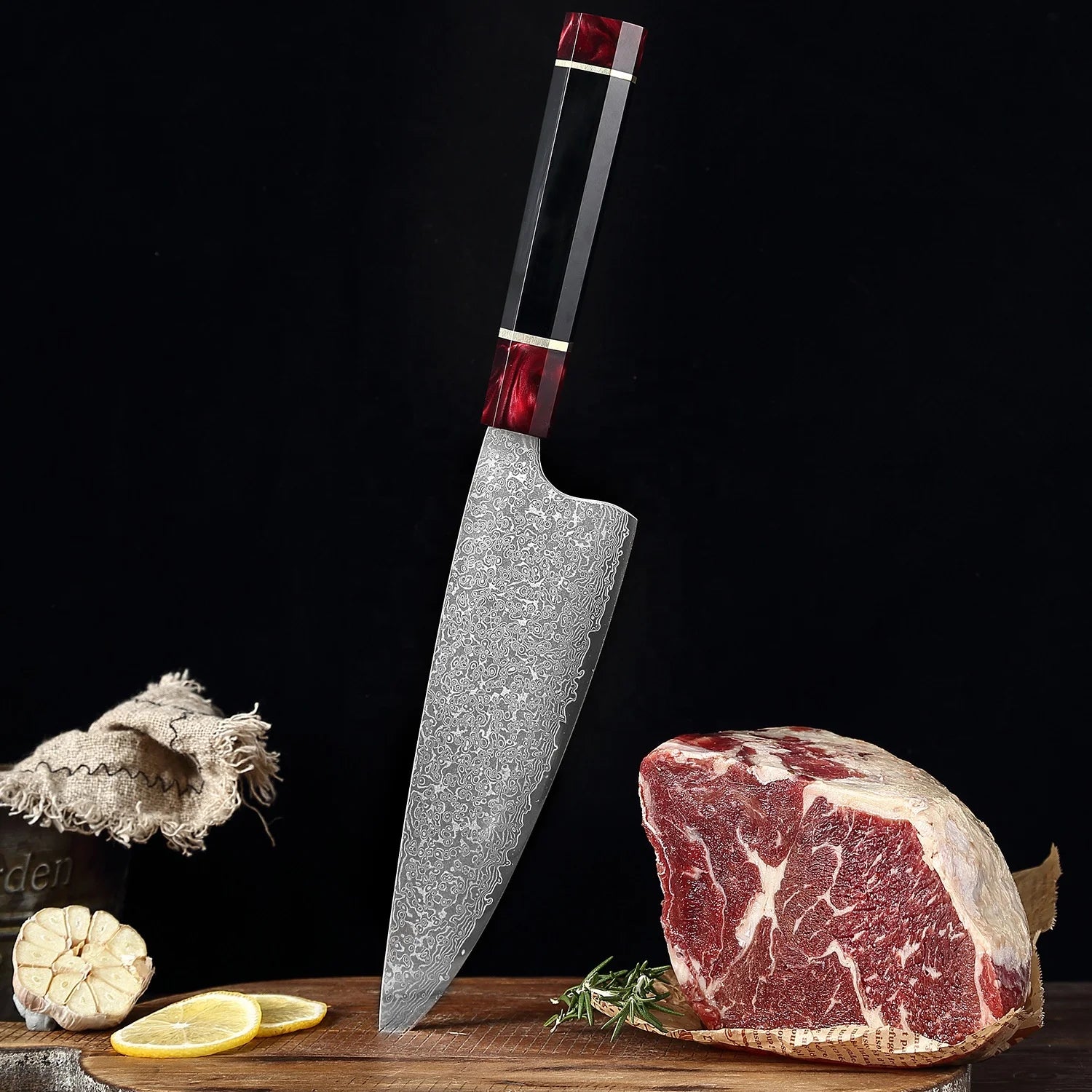 Chinese Hammered Full Tang Fishing Ceramic Demascus Cutter Cleaver Bone Chopper Fillet Gyuto Kiritsuke Knife Set for Sale