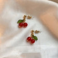 SC Elegant Teen Girls Cherry Drop Korean Earrings Fashion 925 Silver Needle Red Carnelian Fruit Cherry Earrings for Girls