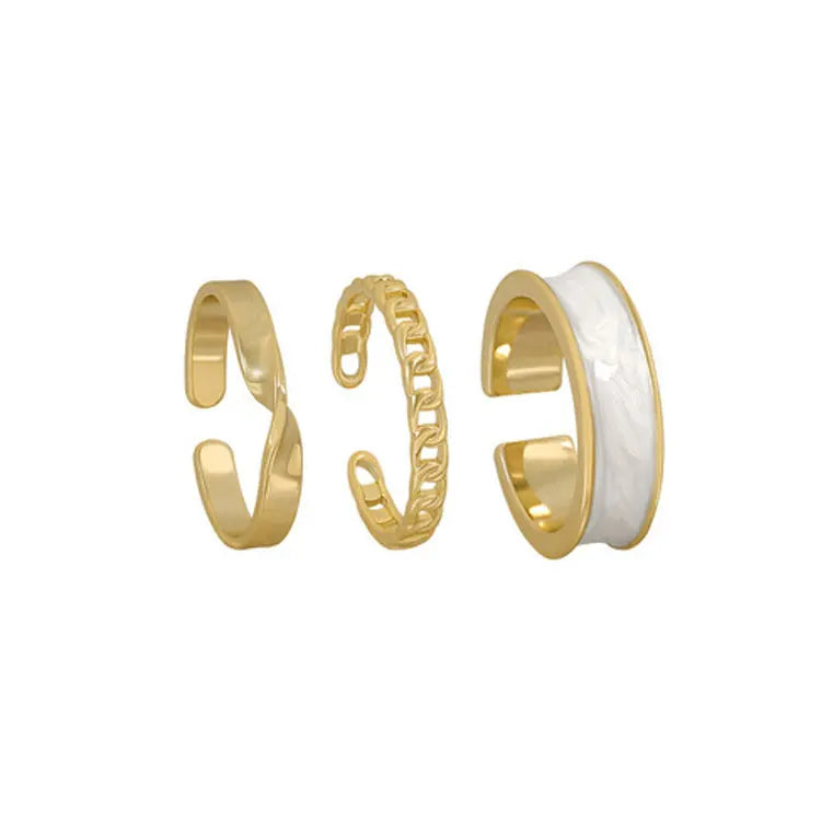 SC Wholesale Adjustable Finger Chunky Rings Jewelry Women Luxury Gothic Gold Link Chain Open Enamel Wedding Ring Sets Jewelry