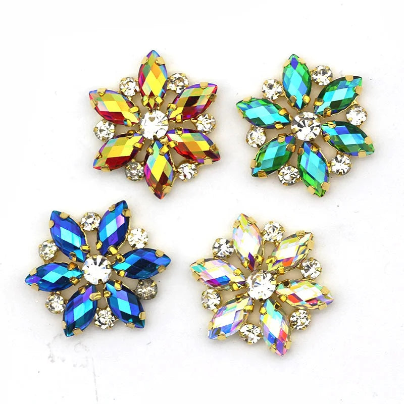 Wholesale Rhinestone Resin Jeweled Sewing Button Applique for Decorative Jewelry Accessories