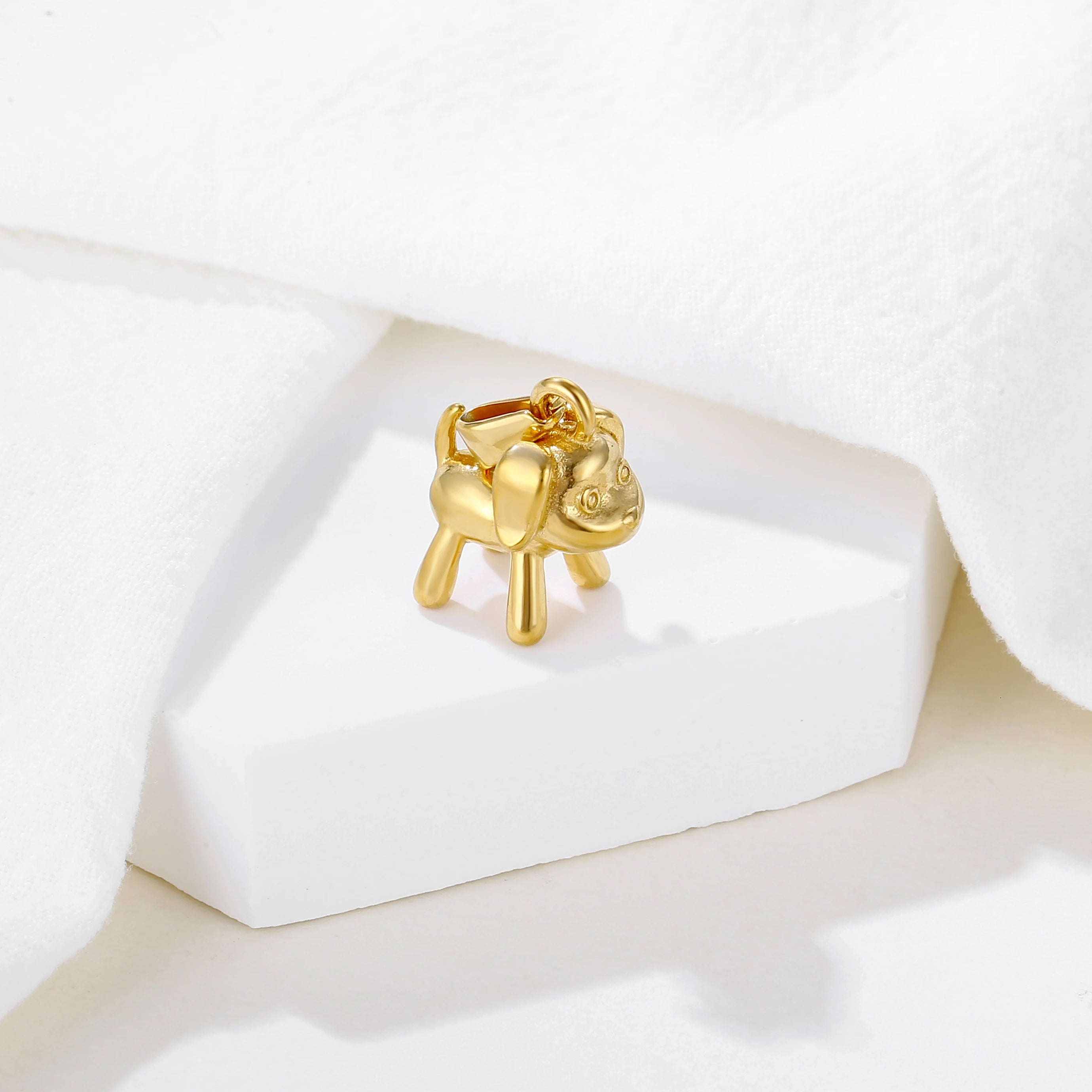 Small Charms Accessories 18K Gold Plated Jewelry Balloon Anime Dog Cute Puppy Dog Charm Pendant Stainless Steel Pendant Jewelry