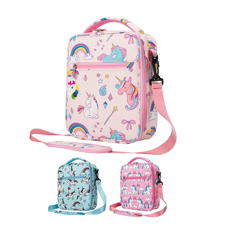 Unicorn Cartoon Lunch Box Bag Insulated Cooler Bag Waterproof Kids Lunch Bag for School