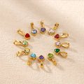 Stainless Steel 18K Gold Plated 6*14mm Colorful Zircon Heart Birthstone Charm Luxury Titanium Steel PVD 12 Months Jewelry