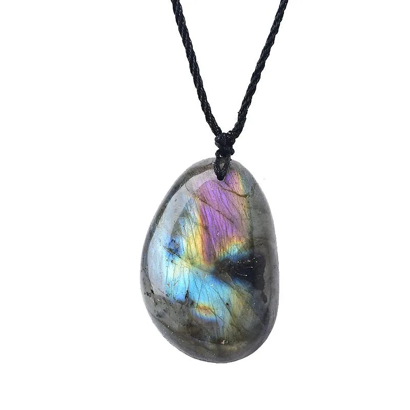 Natural Irregular Labradorite Crystal Stone Pendant Necklace Natural Stone Irregular Moonstone Gemstone Pendant Necklace