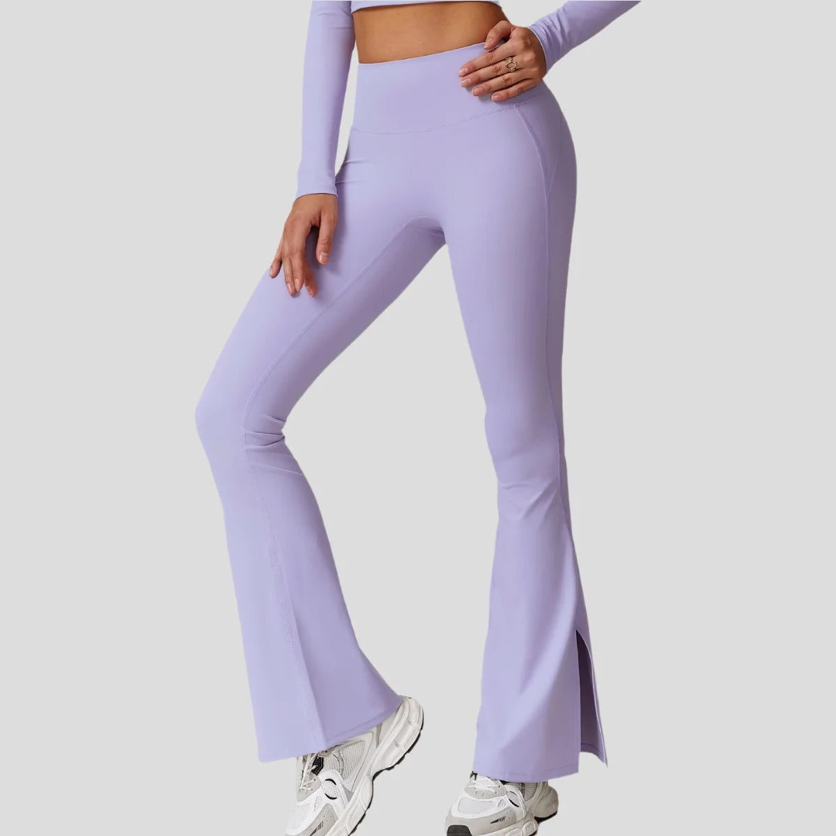 Skin-Friendly Soft High Waist Yoga Pants Tight Lift Quick Dry Flared Leg Design for Running Sports Fitness Wide Range Activities