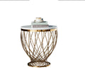 Metal Stainless Steel Side Table White Marble Top With Golden Frame End Table Villa Light Luxury Center Living Room Furniture