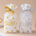 Eid Mubarak Drawstring Plastic Bag Favors Party Decor Candy Snack Sweet Couple Love Goodies Gift Packing Pouch Supply XJ0314
