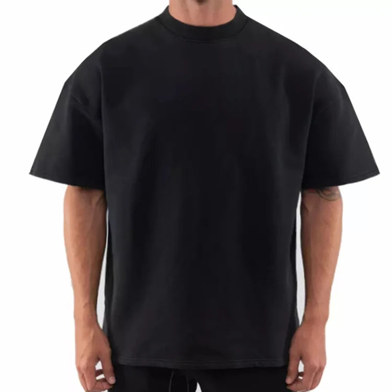 Custom LOGO Mens Blank 100% Cotton High Quality  Heavyweight Drop Shoulder Embroidered Puff Printing  Oversized Boxy T Shirts