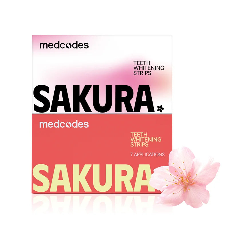 Medcodes Organic Vegan Sakura Dental Strips Tiras Blanqueadoras Flavors Whitening Strip Gel Whitening Teeth Strips