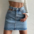 European US Market Summer Hot Street Wear Split Waistband Washed Jeans Denim Slim Y2k Mini Skirt Eco-Friendly A-Line Design for