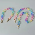 New Custom Rainbow Shoulder Clutch Frosted Detachable Plastic Resin Acrylic Purse Chains Handles for Handbags