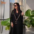 MQ121  Ramadan Eid Abaya Dubai Arabic Turkey Muslim Modest Dress Kaftan Diamonds  Three Piece Abaya