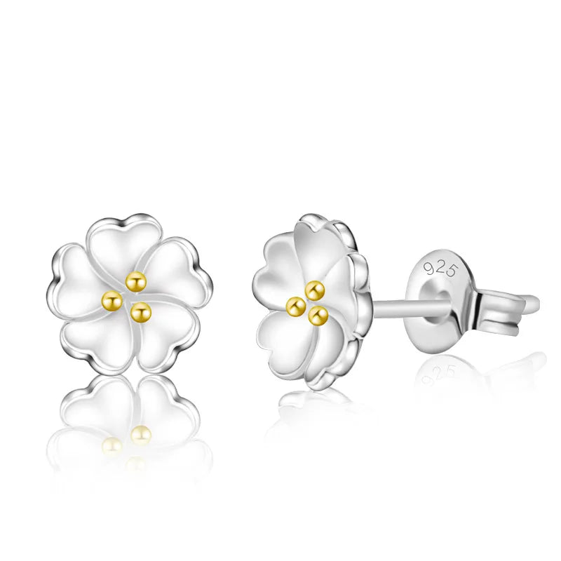 Chic Promotions Stud Art Sakura Sweet Flower Temperament Stud Earrings Fashion Jewelry for Women's Fashion Gifts