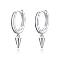 925 Sterling Silver Geometric Awl Shape Hoop Earrings Simple Wedding Engagement Jewelry for Women SCE744